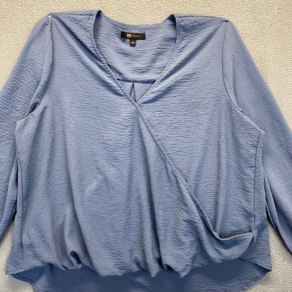 Frye Women's Size Large Blue Wrap Long Sleeve Blouse,Preppy - Picture 11 of 11